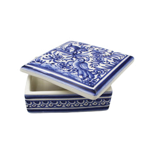 Coimbra Ceramics Hand-painted Decorative Medium Square Box with Lid XVII Cent Recreation #209