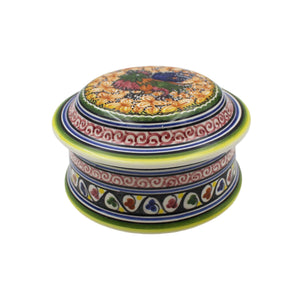 Coimbra Ceramics Hand-painted Decorative Round Box with Lid XVII Cent Recreation #210