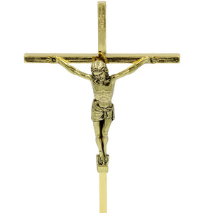 8.5" Metallic Altar Golden Crucifix With Stand