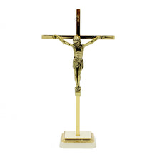 Load image into Gallery viewer, 8.5&quot; Metallic Altar Golden Crucifix With Stand
