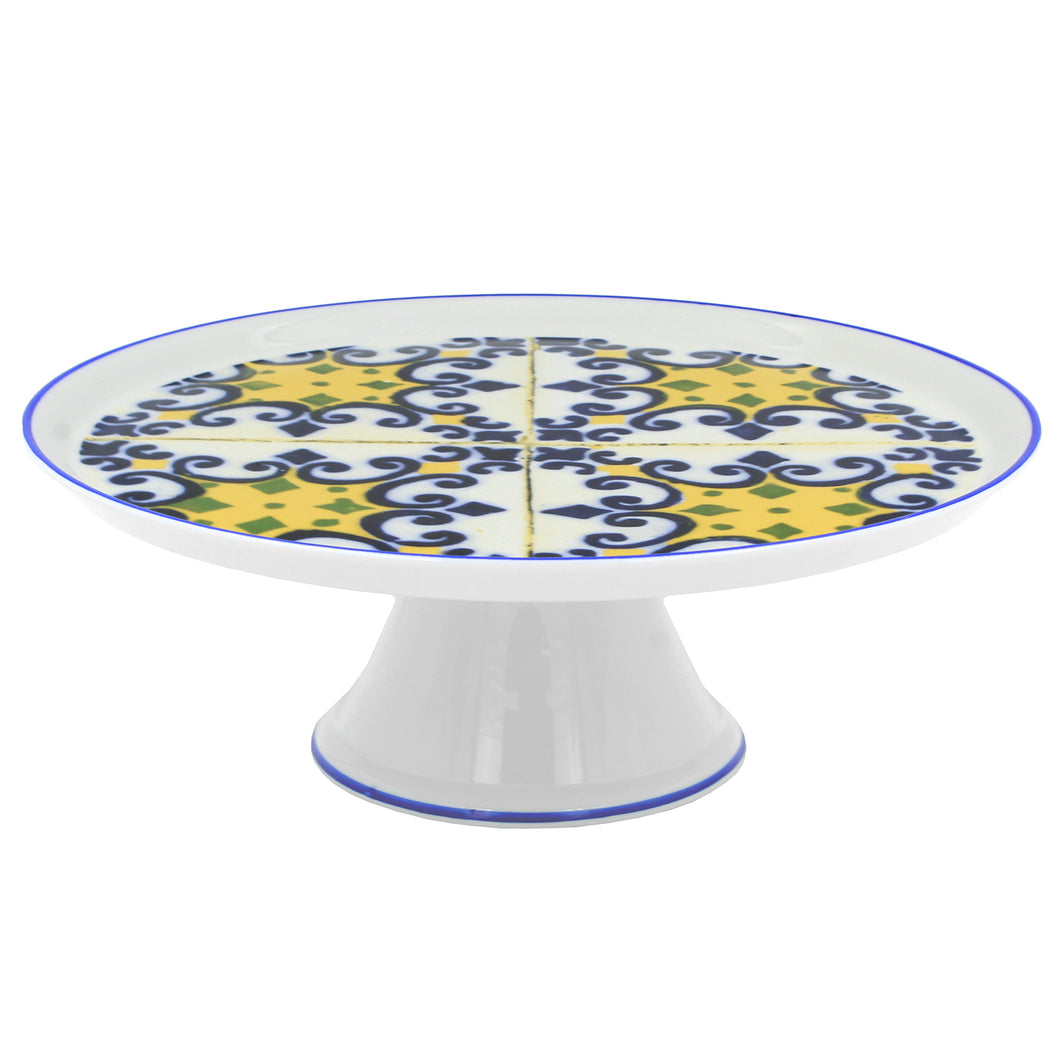 Traditional Portuguese Ceramic Tiles Porcelain Cake Stand