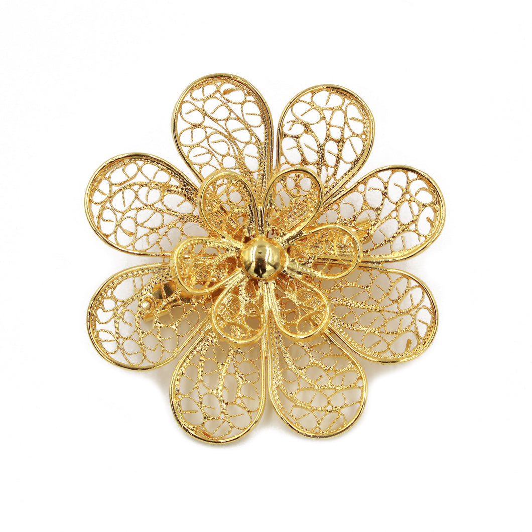 Traditional Portuguese Filigree Costume Flower Pin