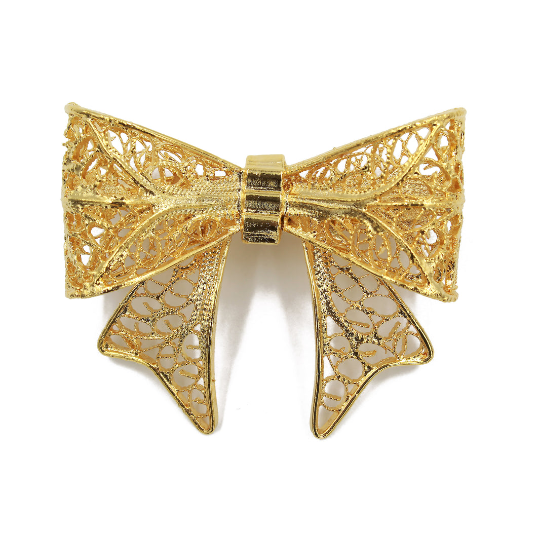 Traditional Portuguese Filigree Costume Bow Pin