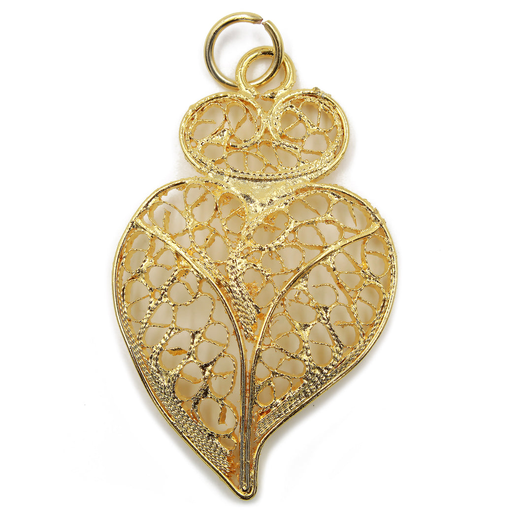 Traditional Portuguese Filigree Costume Smooth Viana Heart Pendant