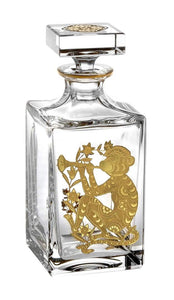 Vista Alegre Crystal Golden Whisky Decanter with Gold Monkey