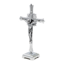 Load image into Gallery viewer, 8&quot; Metallic Altar Silver Crucifix With Stand
