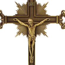 Load image into Gallery viewer, 15&quot; Metallic Altar Large Gold Crucifix with Stand
