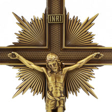 Load image into Gallery viewer, 15&quot; Metallic Altar Large Gold Crucifix with Stand
