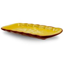 Load image into Gallery viewer, Hand Painted Traditional Yellow Terracotta Appetizer Dish, Sausage Roaster, and Tart Tray Set
