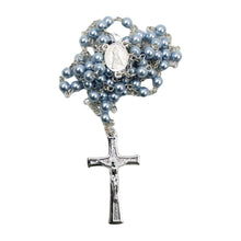 Load image into Gallery viewer, Our Lady of Fatima Small Blue Pearl Shiny Beads Rosary
