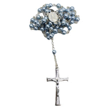 Load image into Gallery viewer, Our Lady of Fatima Small Blue Pearl Shiny Beads Rosary
