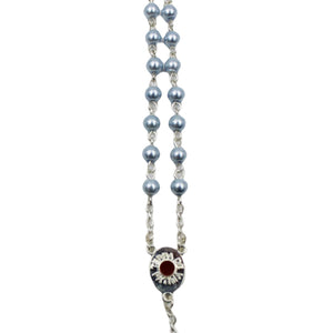 Our Lady of Fatima Small Blue Pearl Shiny Beads Rosary