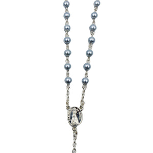 Our Lady of Fatima Small Blue Pearl Shiny Beads Rosary