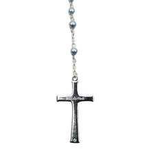 Load image into Gallery viewer, Our Lady of Fatima Small Blue Pearl Shiny Beads Rosary
