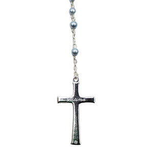 Our Lady of Fatima Small Blue Pearl Shiny Beads Rosary