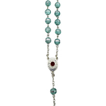 Load image into Gallery viewer, Our Lady of Fatima Clear Aqua Shiny Beads Rosary
