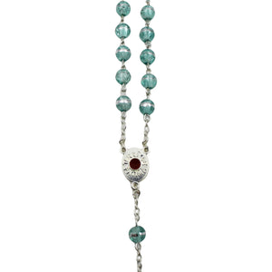 Our Lady of Fatima Clear Aqua Shiny Beads Rosary