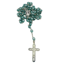 Load image into Gallery viewer, Our Lady of Fatima Clear Aqua Shiny Beads Rosary
