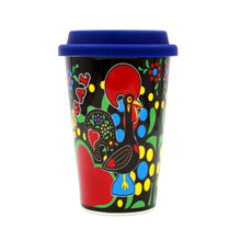 Load image into Gallery viewer, Portuguese Ceramic Coffee Cup With Lid Souvenir From Portugal
