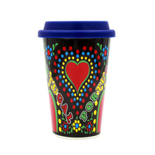 Load image into Gallery viewer, Portuguese Ceramic Coffee Cup With Lid Souvenir From Portugal
