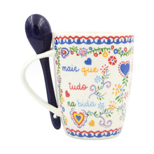 Load image into Gallery viewer, Portuguese Ceramic Coffee Mug With Spoon Souvenir From Portugal
