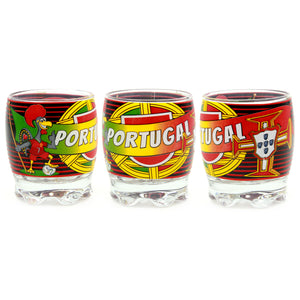 Portugal Flag and Barcelos Rooster Glass Shot Souvenir - Set of 6