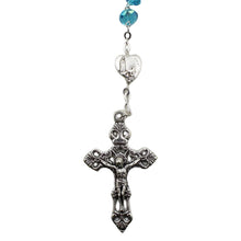 Load image into Gallery viewer, Handmade in Portugal Blue Faceted Glass Beads Our Lady of Fatima Rosary
