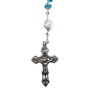 Handmade in Portugal Blue Faceted Glass Beads Our Lady of Fatima Rosary