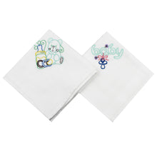 Load image into Gallery viewer, Portuguese Embroidered 2-Piece Cotton Baby Burp Cloth Set
