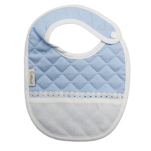 Portuguese Unisex Blue Baby Classic Snap Closure Cross Stitch Bib and Booties Set