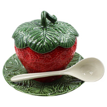 Load image into Gallery viewer, Faiobidos Hand-Painted Ceramic Strawberry Large Tureen with Ladle
