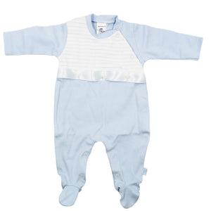 Maiorista Blue Classic Pleat Footed Sleep and Play Babygrow