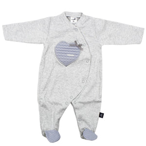 Maiorista Grey Heart Footed Sleep and Play Babygrow