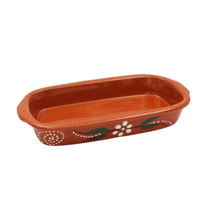 João Vale Hand-Painted Traditional Clay Terracotta Cooking Rectangular Roaster