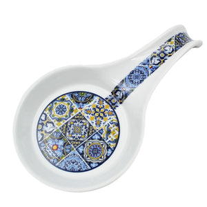 Portugal Tile Azulejo Themed Spoon Rest with Wooden Base - Various Colors