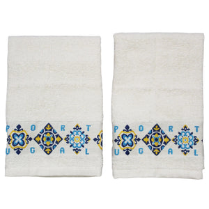 100% Cotton Embroidered Portuguese Themed Decorative Terry Cloth Kitchen Hand Towel, Set of 4