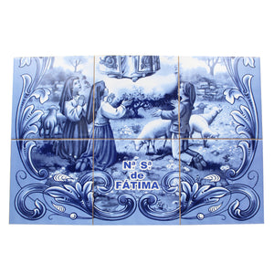 Our Lady of Fatima Apparition Blue Portuguese Ceramic Tile Art Wall Panel Mural Decor