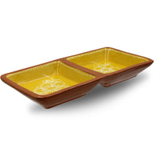 Load image into Gallery viewer, Hand Painted Traditional Yellow Terracotta Appetizer Dish, Sausage Roaster, and Tart Tray Set
