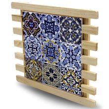 Load image into Gallery viewer, Portugal Azulejos Design Tile and Wood Trivet
