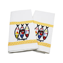 Load image into Gallery viewer, 100% Cotton Embroidered Portuguese Sardine Decorative Kitchen Dish Towel - Set of 2
