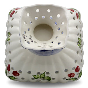 Hand-Painted Traditional Floral Ceramic Footed Fruit Bowl