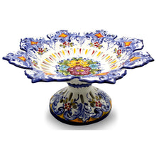 Load image into Gallery viewer, Hand-Painted Traditional Floral Ceramic Footed Fruit Bowl
