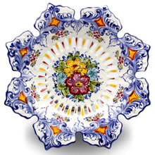 Load image into Gallery viewer, Hand-Painted Traditional Floral Ceramic Footed Fruit Bowl
