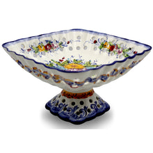 Load image into Gallery viewer, Hand-Painted Traditional Floral Ceramic Footed Fruit Bowl
