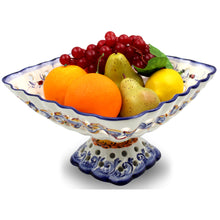 Load image into Gallery viewer, Hand-Painted Traditional Floral Ceramic Footed Fruit Bowl
