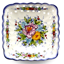 Load image into Gallery viewer, Hand-Painted Traditional Floral Ceramic Footed Fruit Bowl
