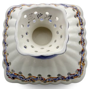 Hand-Painted Traditional Floral Ceramic Footed Fruit Bowl