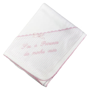 Portuguese Embroidered Pink Baby Burp Cloth "Sou a Princesa da Minha Casa"