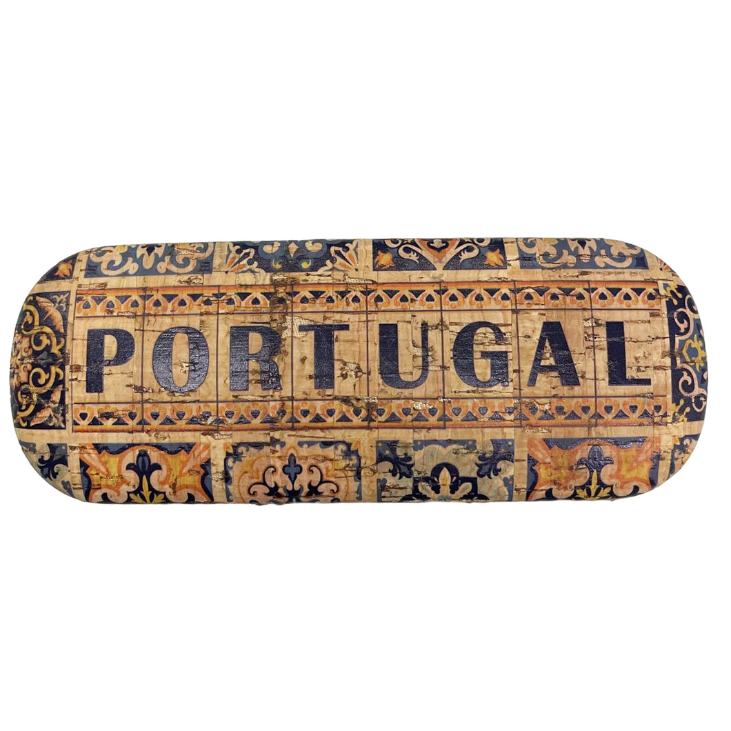 Portugal Tile Azulejo Themed Cork Eyeglass Case with Cleaning Cloth