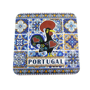 Good Luck Rooster and Sardine Themed Plastic Placemat and Coaster Set